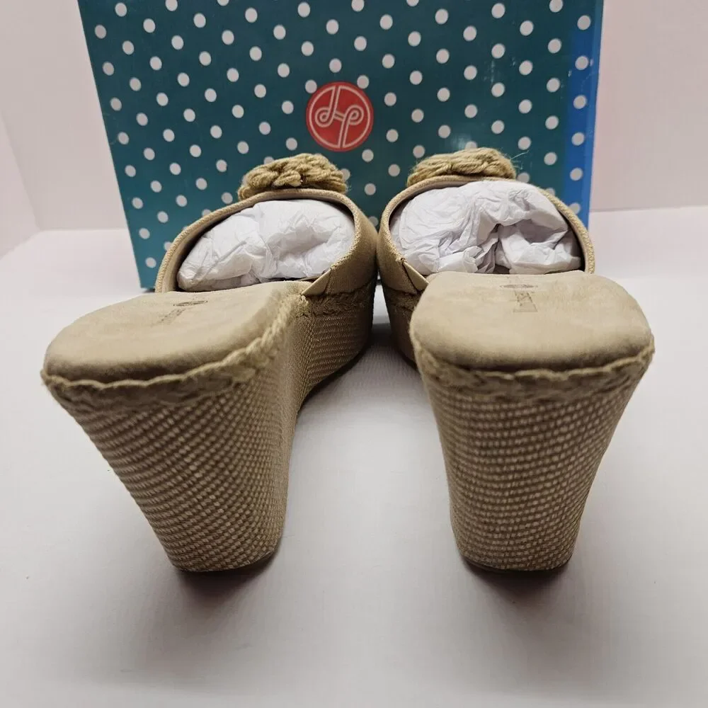 NEW Lindsay Phillips Devon light brown Wedge platform sandal size 9.5 snap shoes - Picture 4 of 8